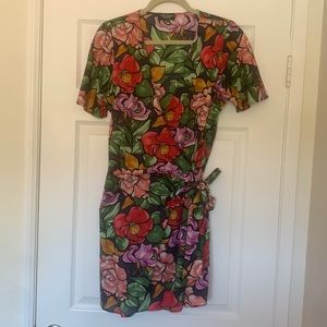 Floral print wrap mini dress